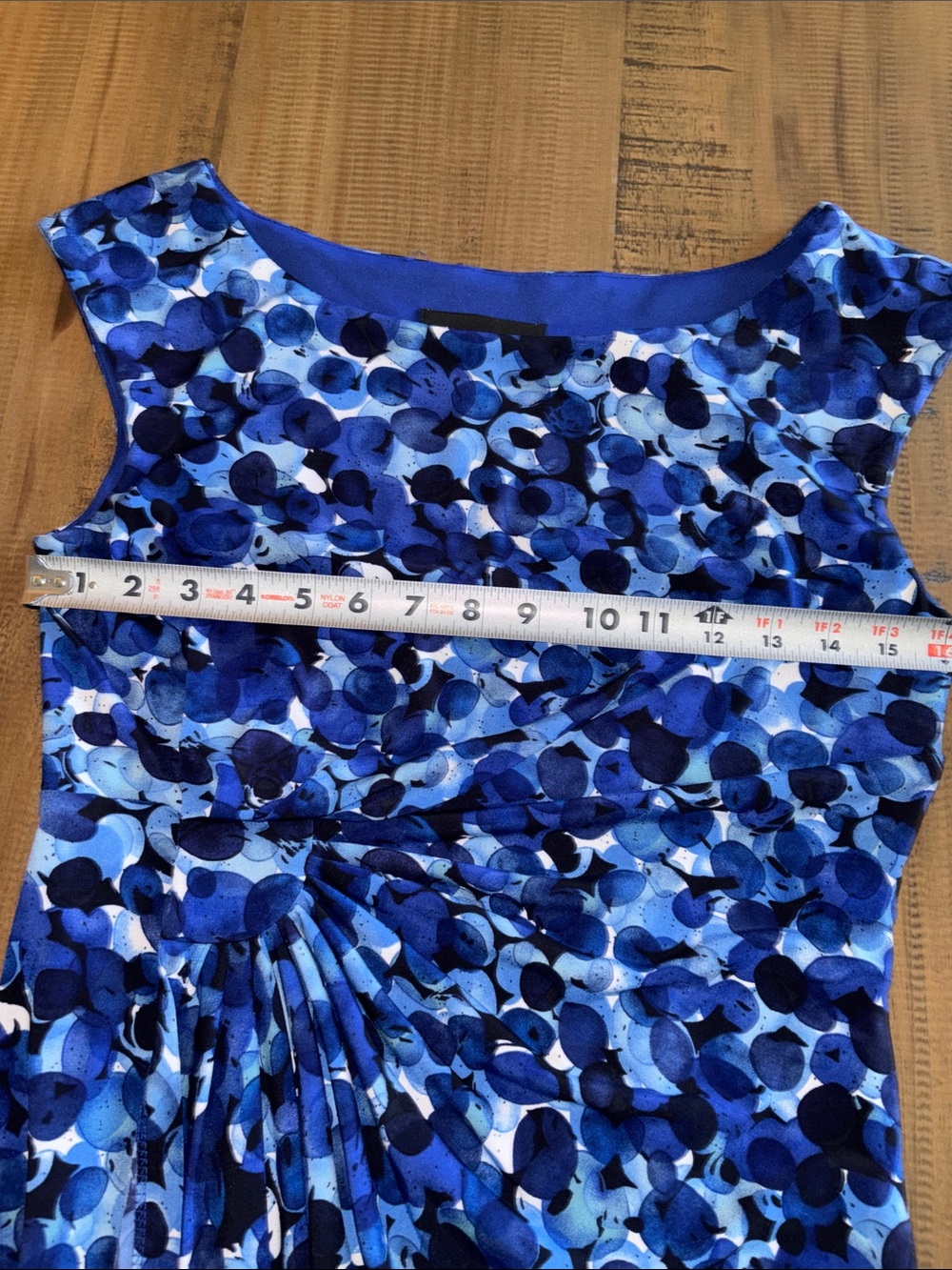 Connected apparel Blue Printed Sheath Dress - Elegant Knot Detail size 8 EUC! - Picture 6 of 9